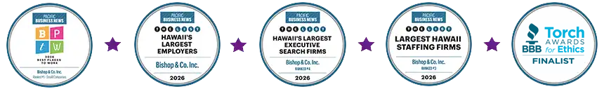 Bishop & Company awards for top Staffing Agency in Hawaii